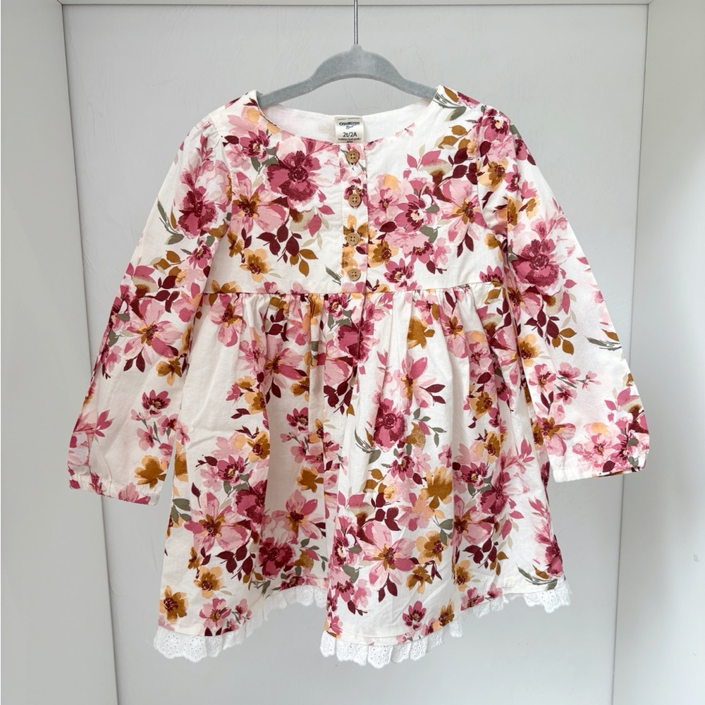 OshKosh B'gosh Toddler Girl Cream Floral Dress Size 2T